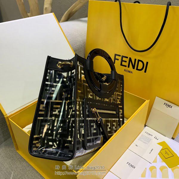 FENDI女包 頂級原單 最新透明雙F購物袋 手提包 芬迪女肩背包 75006  fdz2166